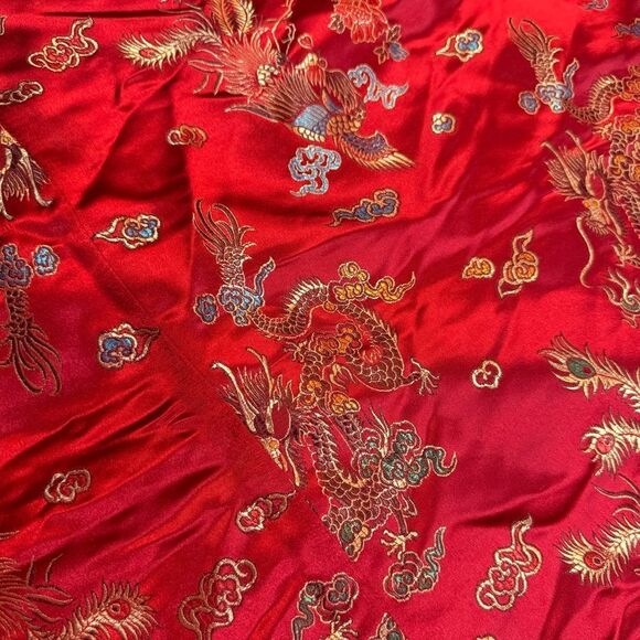 Vintage 1970s Red Silk Embroidered Dragon Top – Women’s Est. Medium/Large - Picture 6 of 9